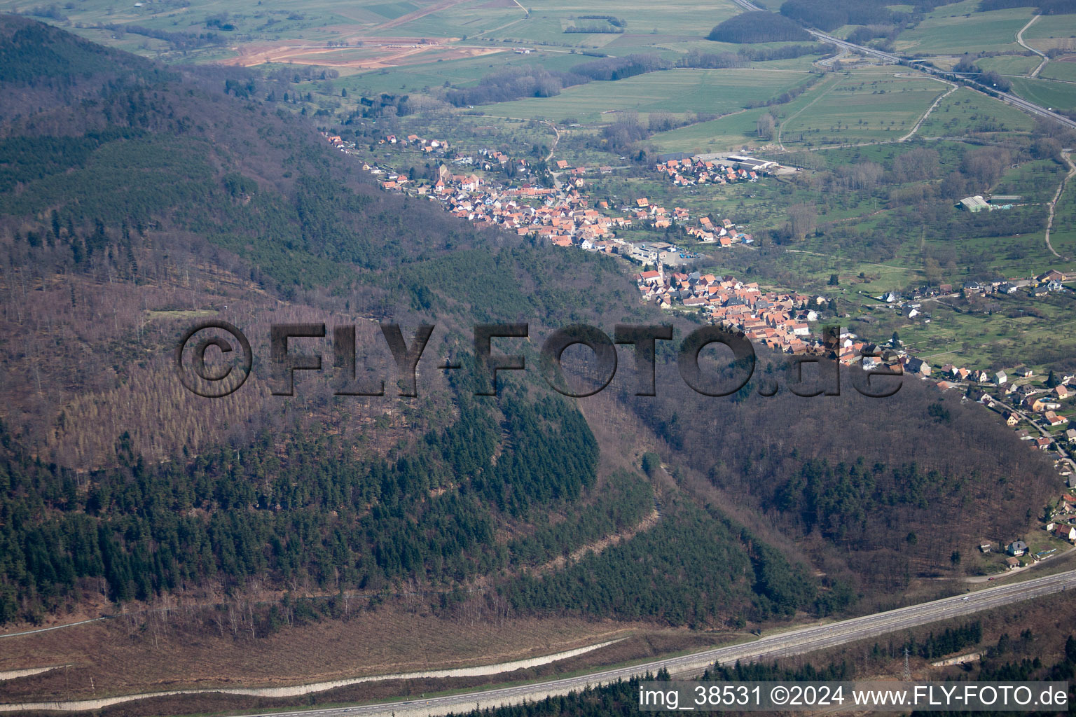 Oblique view of Saint-Jean-Saverne in the state Bas-Rhin, France