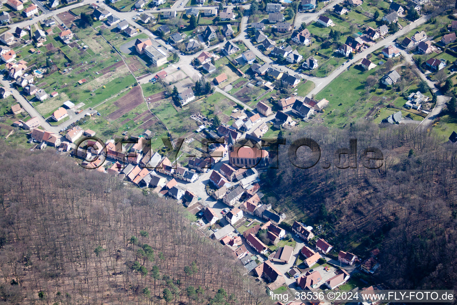 Ottersthal in the state Bas-Rhin, France from above