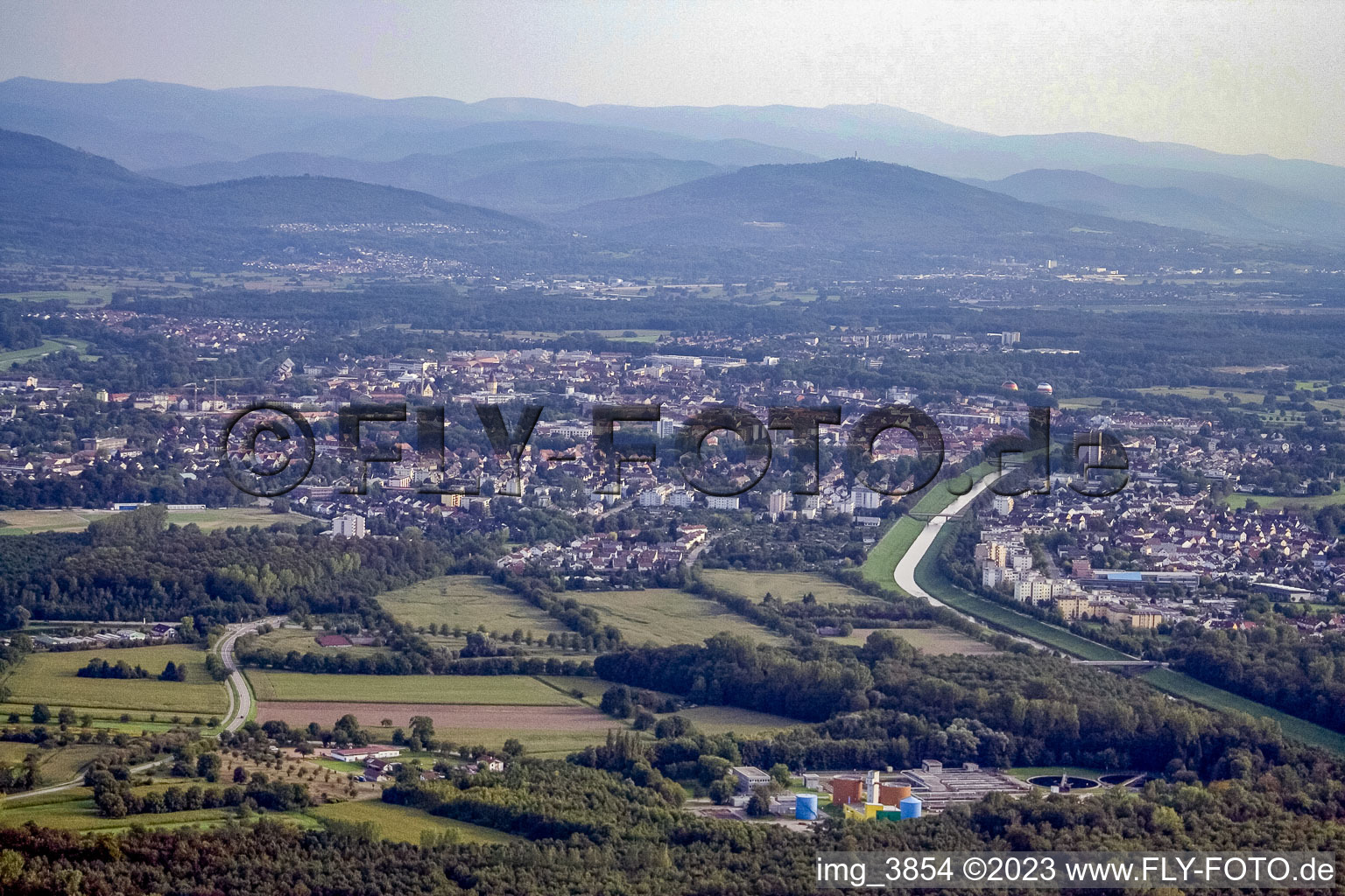 Aerial view of From northwest in Rastatt in the state Baden-Wuerttemberg, Germany