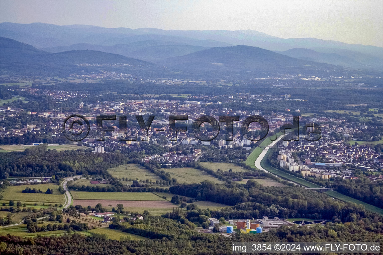 Aerial view of From the northwest in Rastatt in the state Baden-Wuerttemberg, Germany