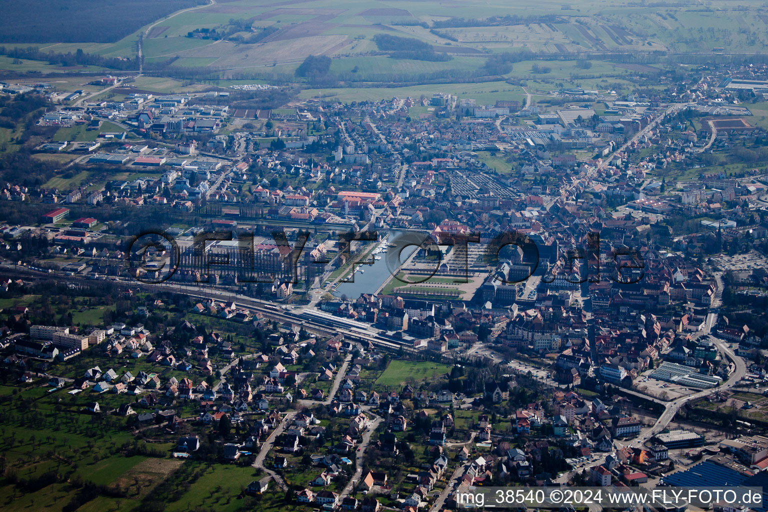 Saverne in the state Bas-Rhin, France from the plane