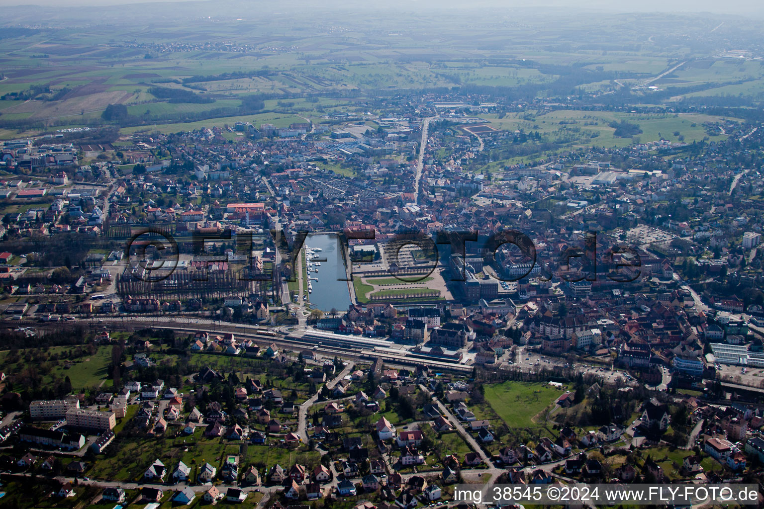 Saverne in the state Bas-Rhin, France viewn from the air