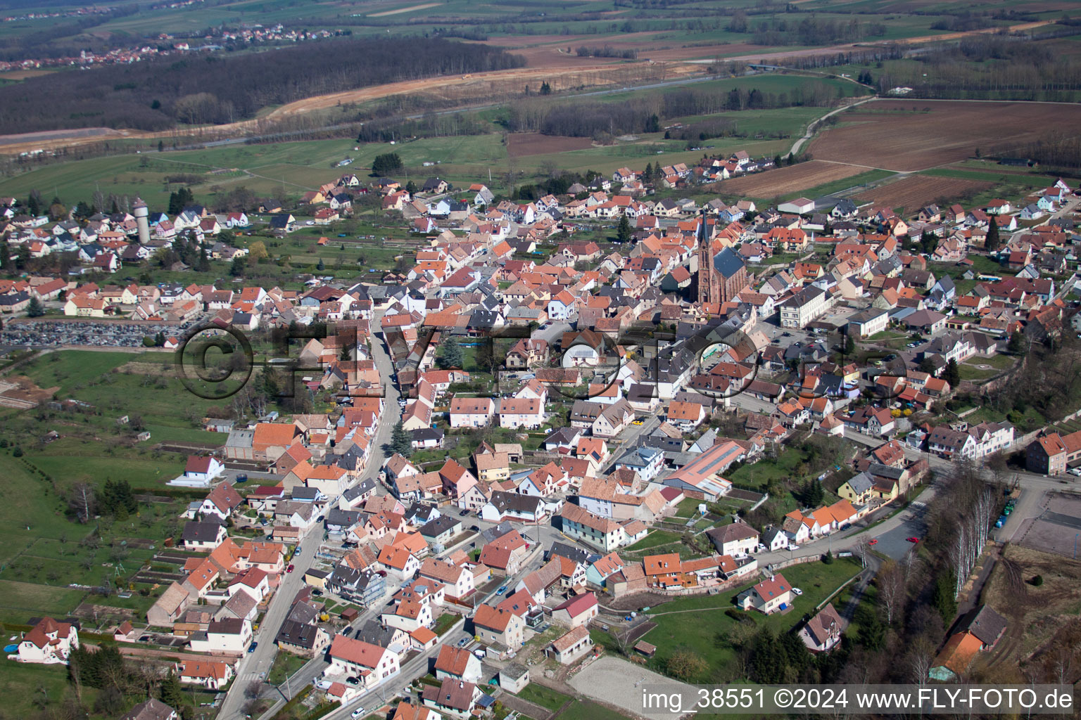 Oblique view of Steinbourg in the state Bas-Rhin, France