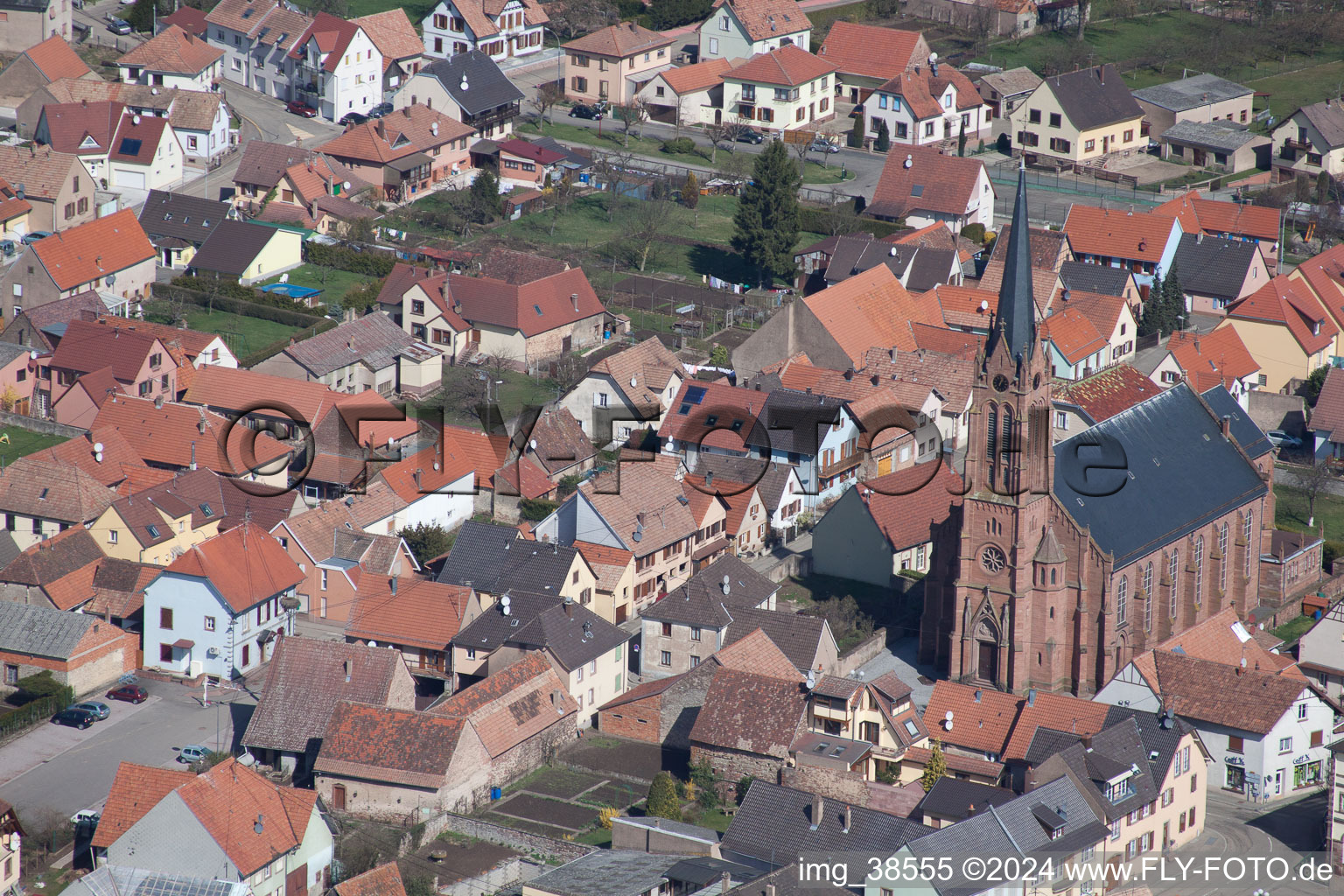 Steinbourg in the state Bas-Rhin, France seen from above