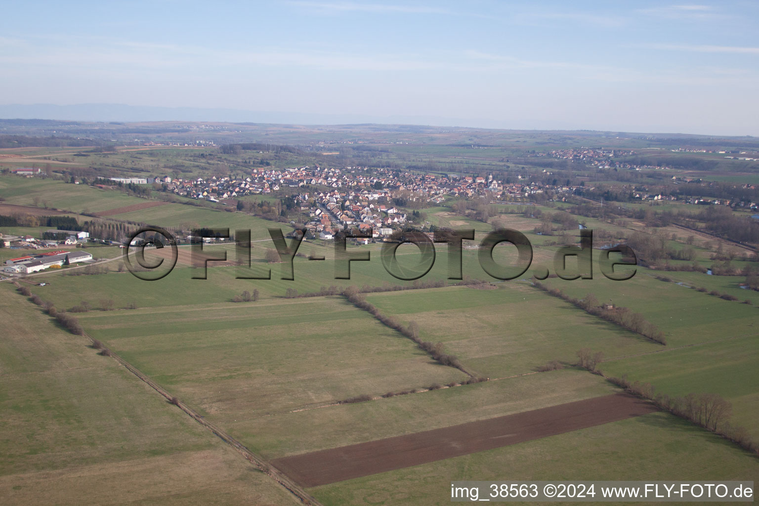 Bird's eye view of Steinbourg in the state Bas-Rhin, France