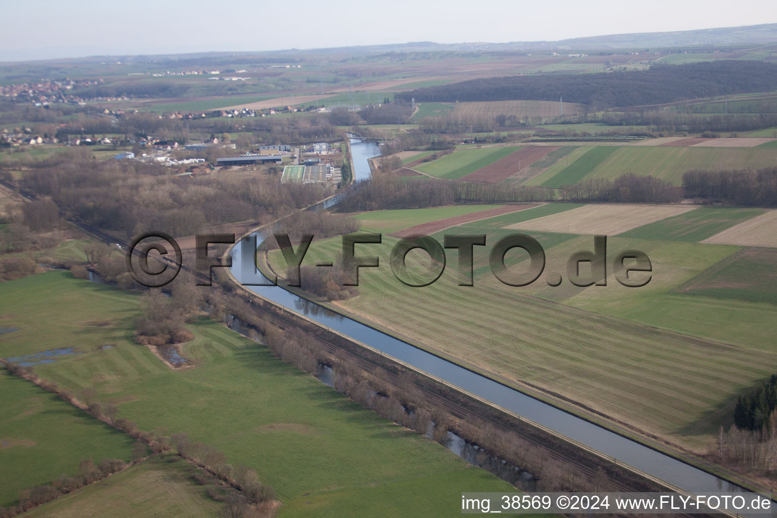 Steinbourg in the state Bas-Rhin, France viewn from the air