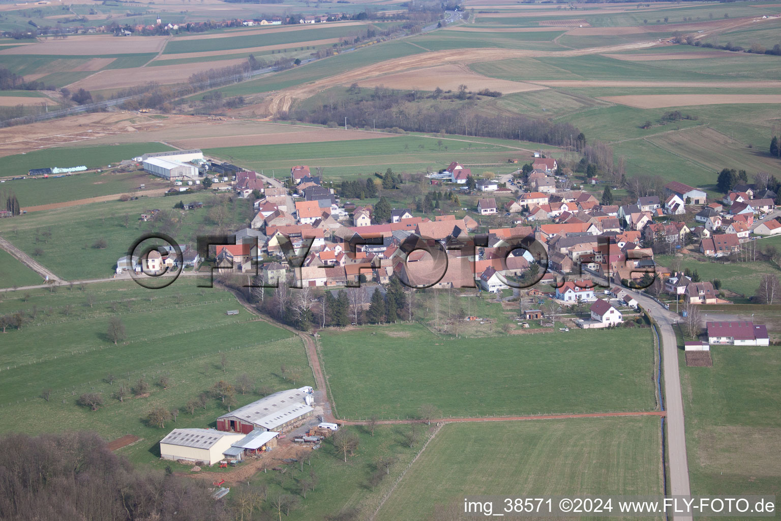 Drone recording of Steinbourg in the state Bas-Rhin, France