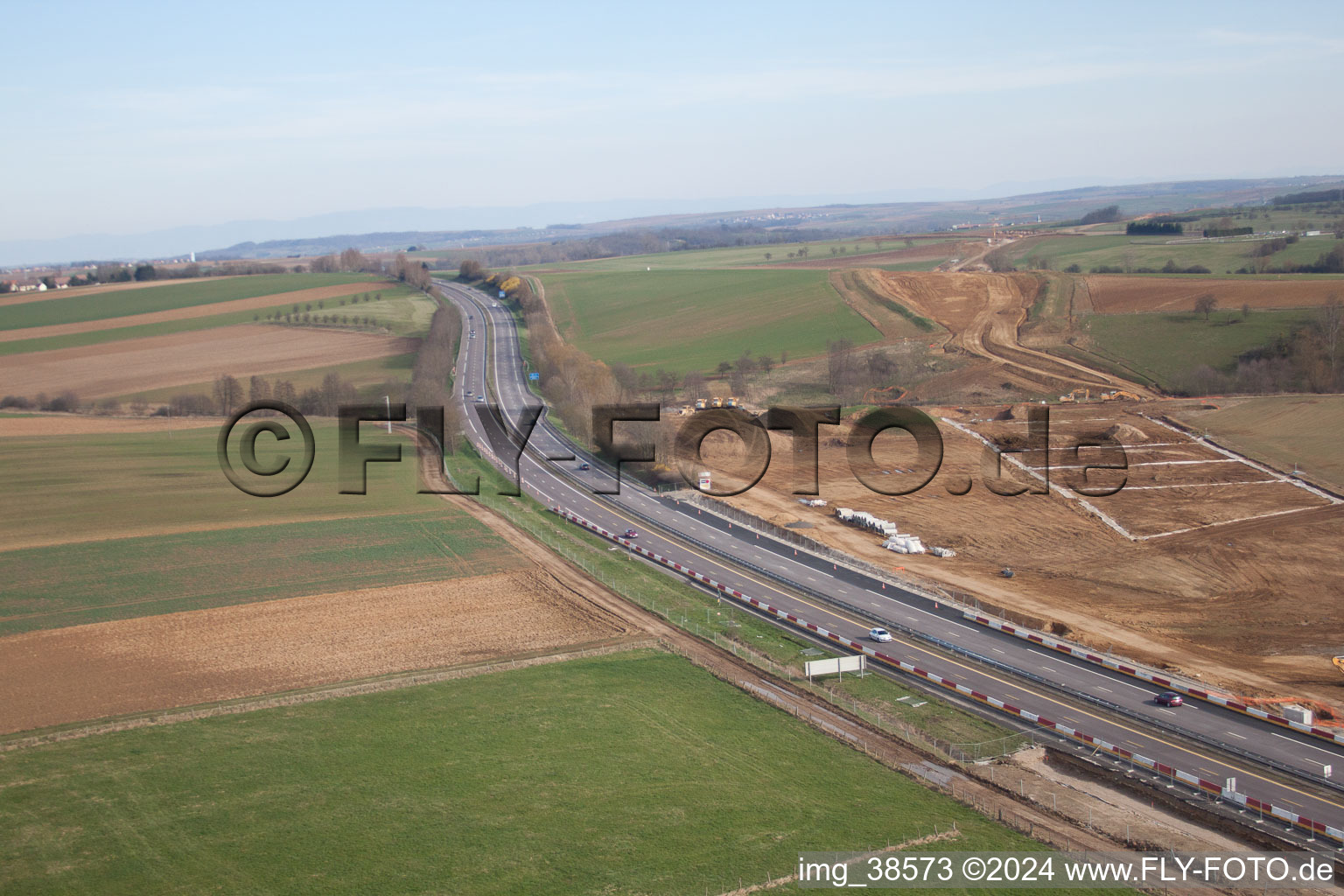 Aerial view of Gottesheim in the state Bas-Rhin, France