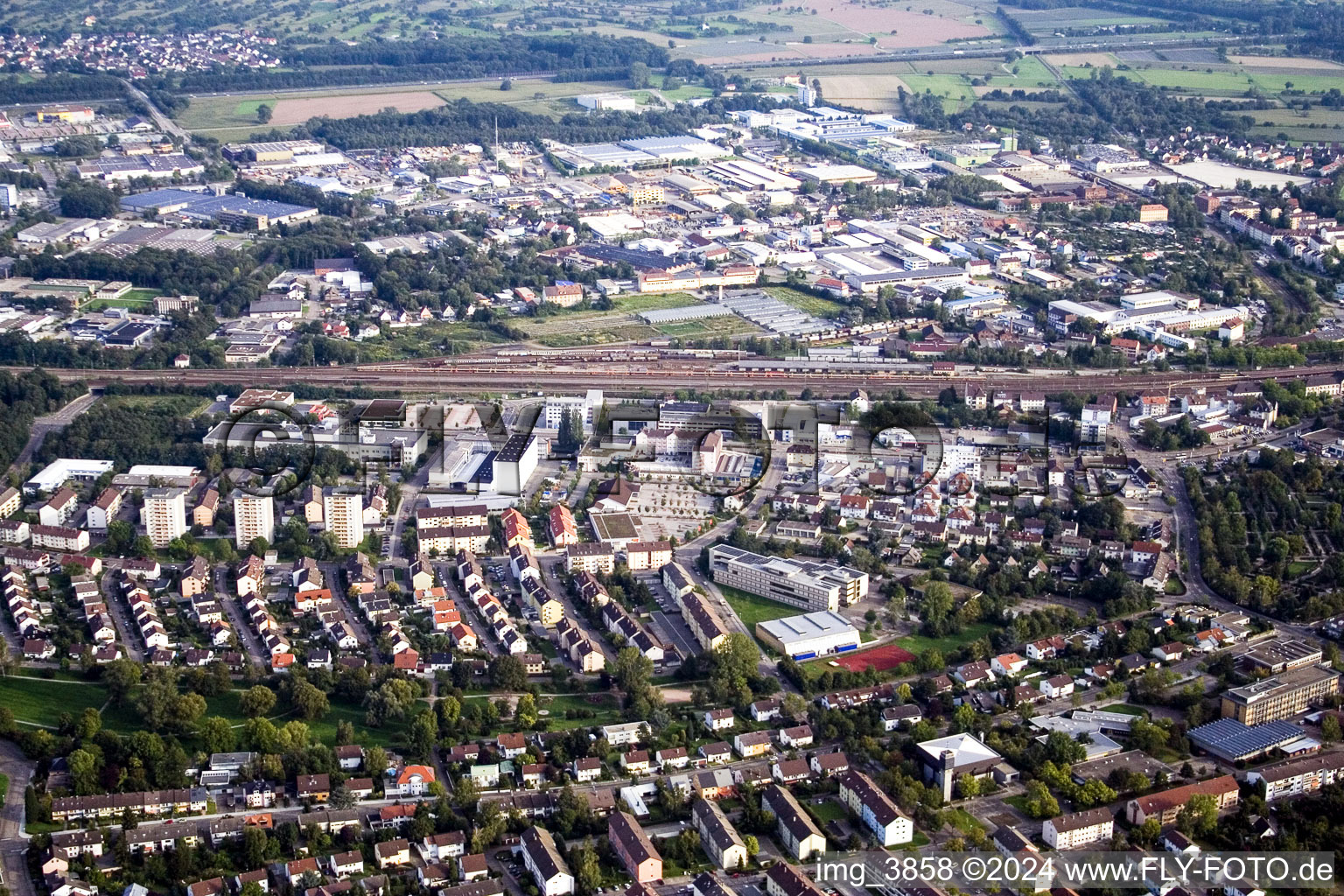 Niederwaldstraße industrial area near the railway in Rastatt in the state Baden-Wuerttemberg, Germany