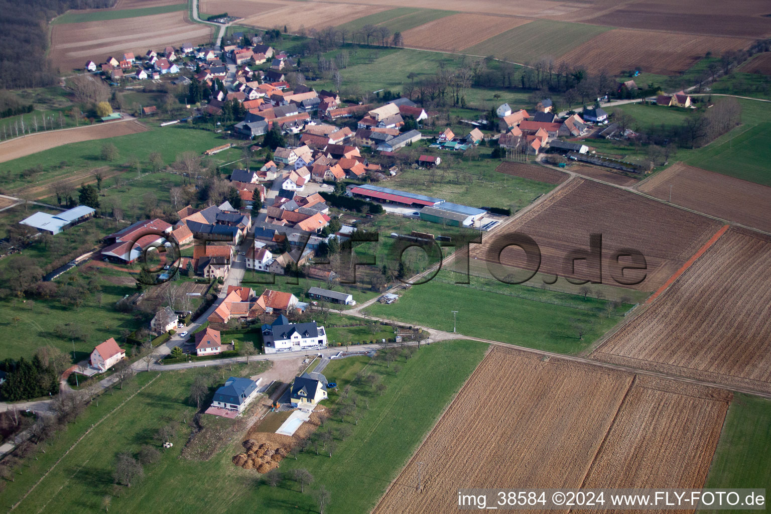 Geiswiller in the state Bas-Rhin, France from the plane