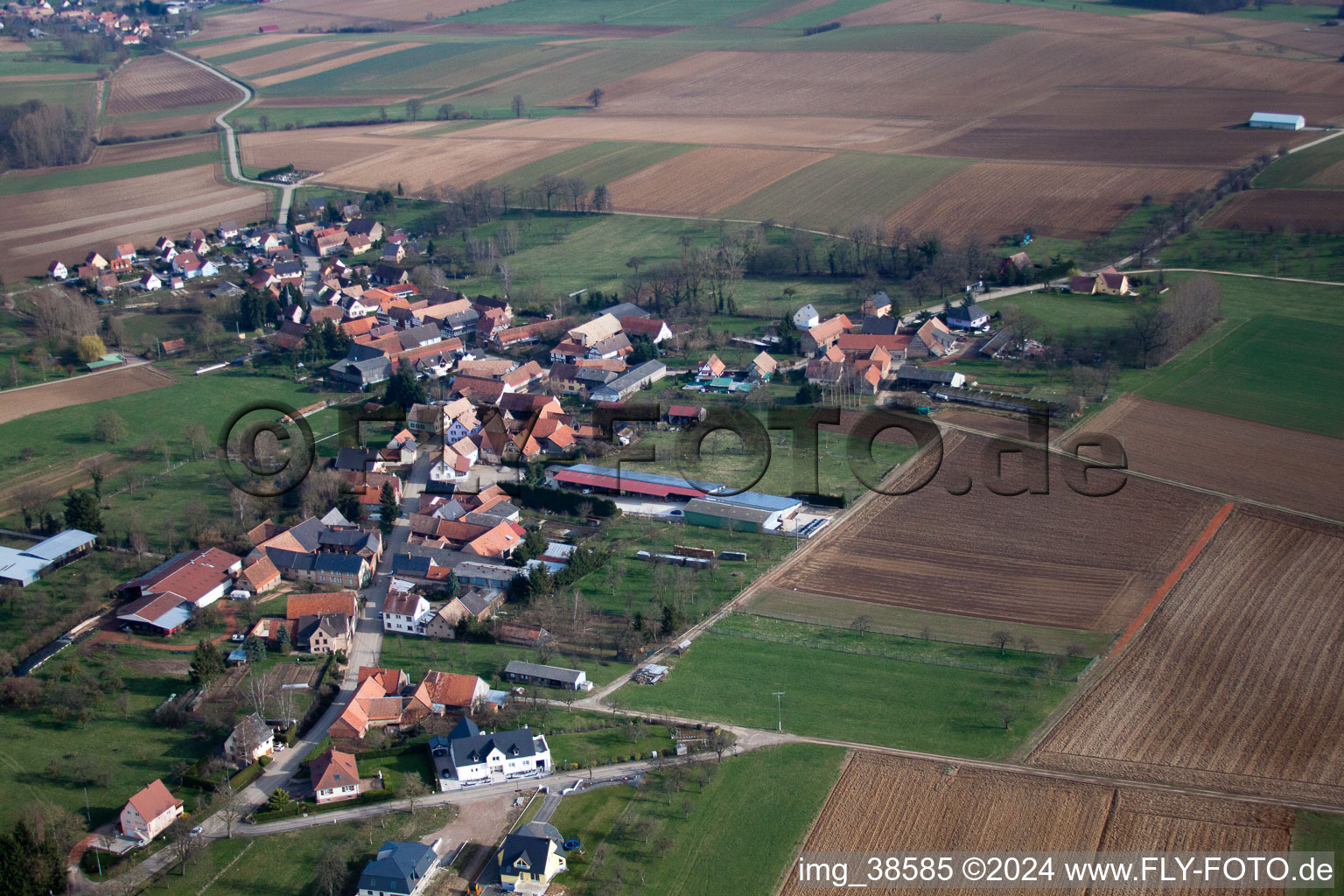 Bird's eye view of Geiswiller in the state Bas-Rhin, France