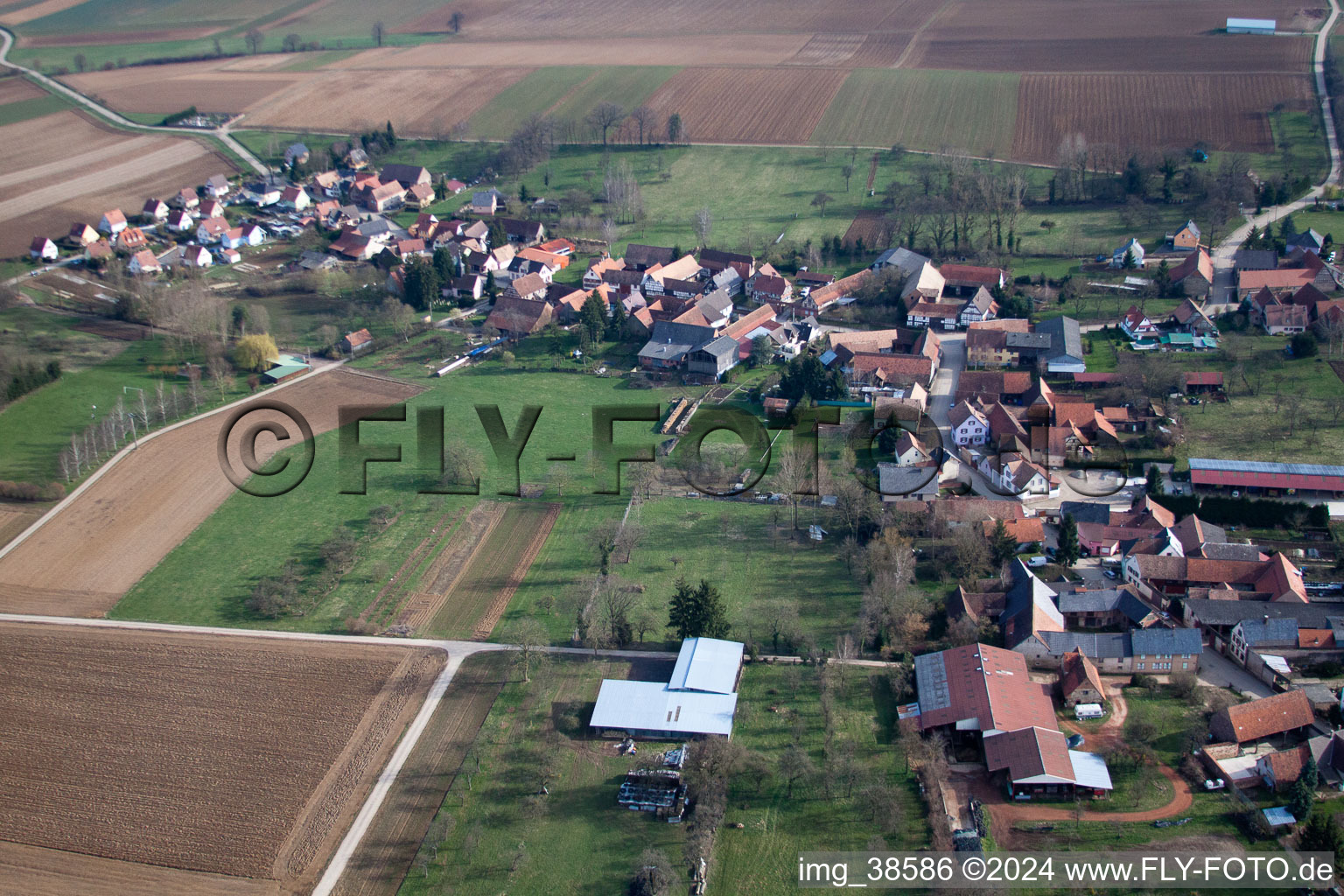 Geiswiller in the state Bas-Rhin, France viewn from the air