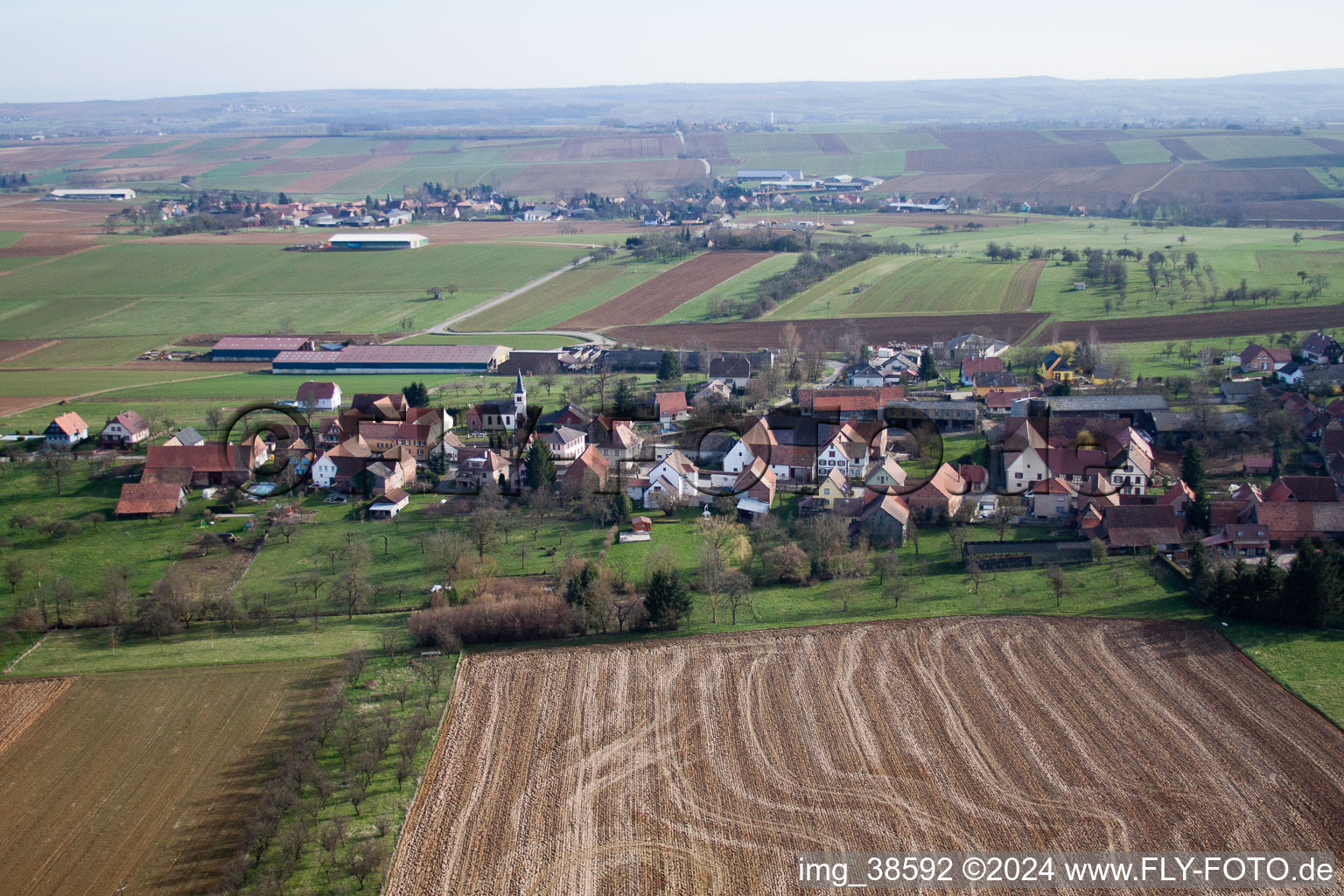 Zœbersdorf in the state Bas-Rhin, France out of the air