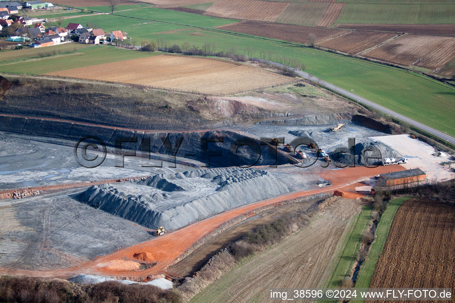 Issenhausen in the state Bas-Rhin, France from above