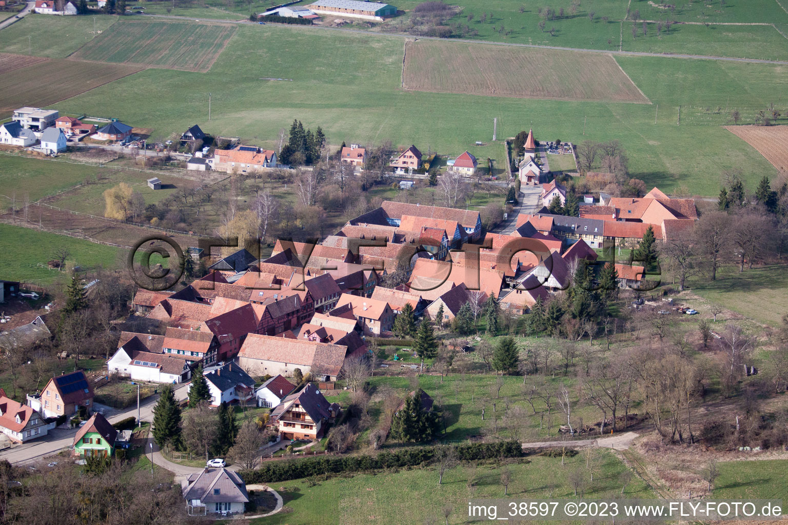 Issenhausen in the state Bas-Rhin, France out of the air
