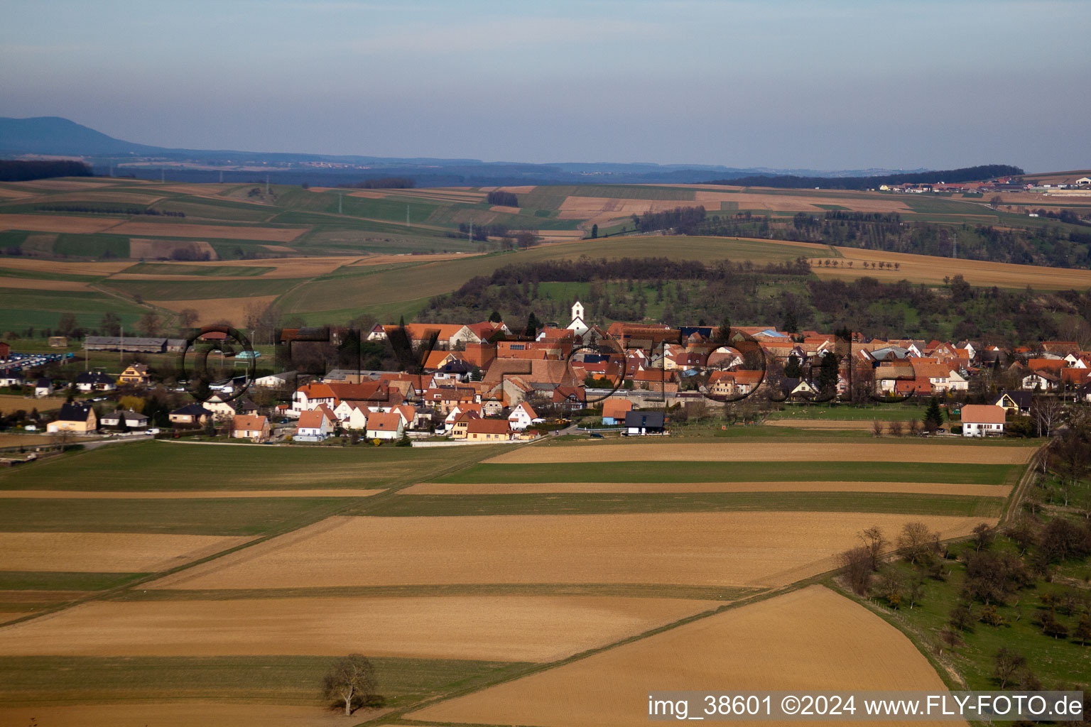 Bird's eye view of Issenhausen in the state Bas-Rhin, France