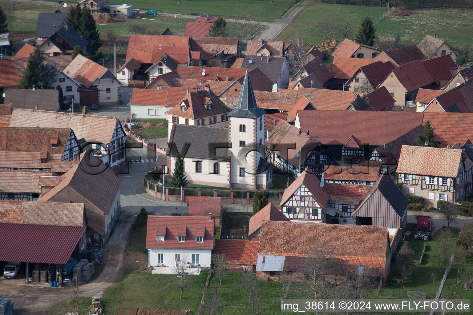 Oblique view of Buswiller in the state Bas-Rhin, France