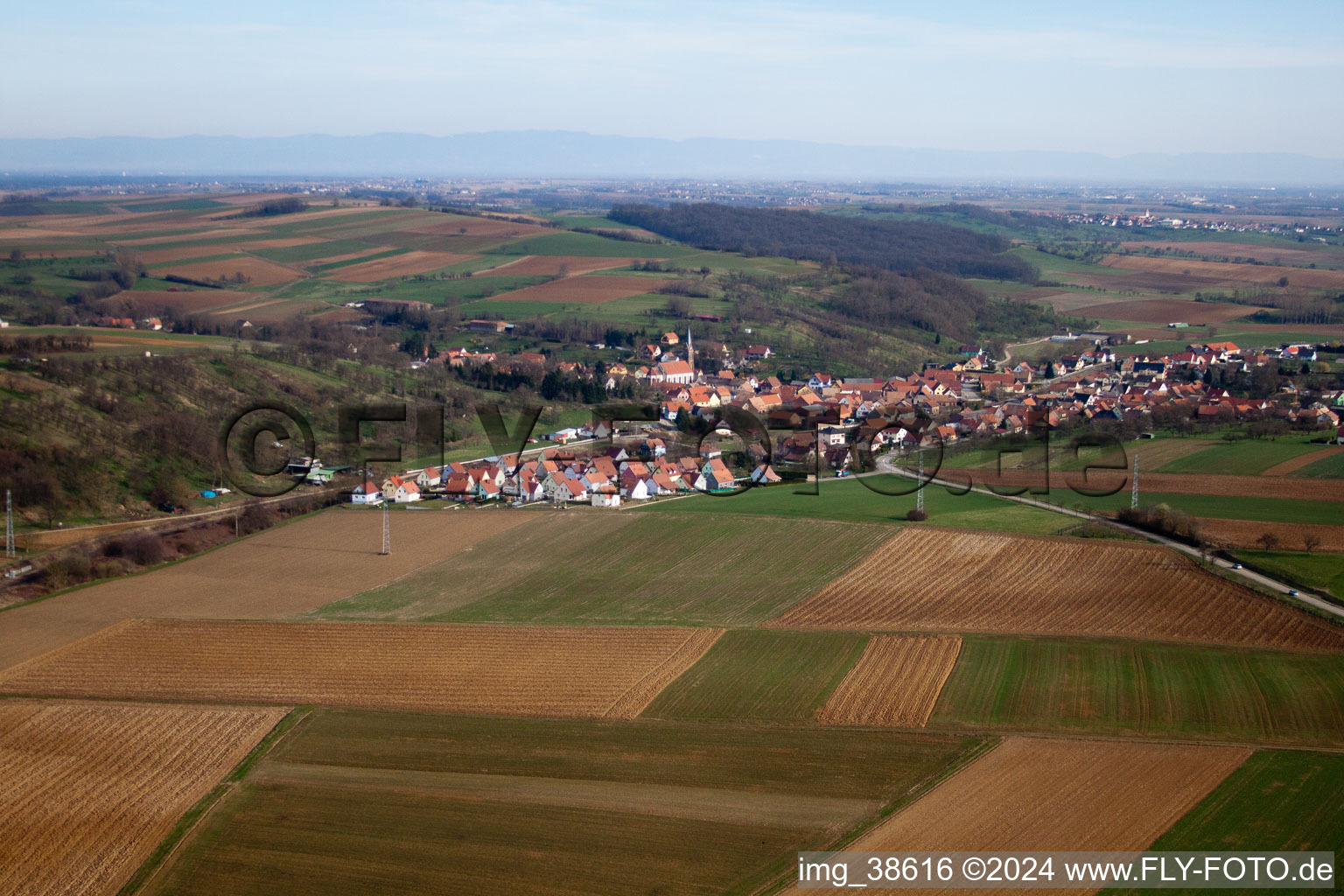 Buswiller in the state Bas-Rhin, France out of the air