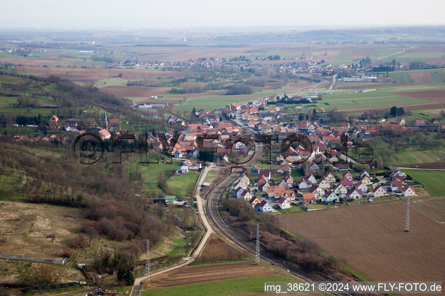 Drone recording of Buswiller in the state Bas-Rhin, France