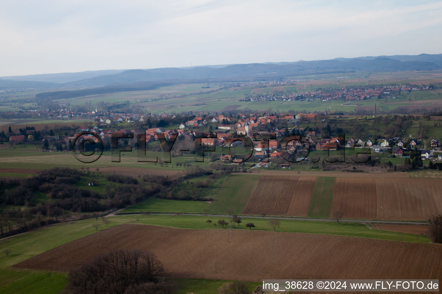 Drone image of Buswiller in the state Bas-Rhin, France