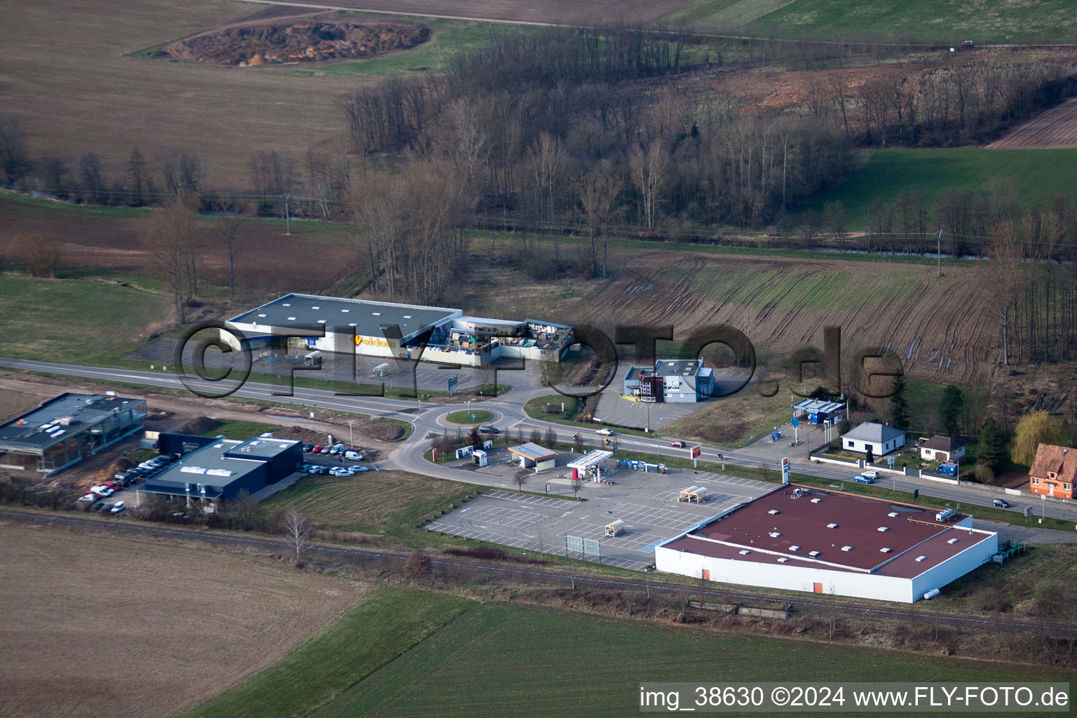 Bird's eye view of Niedermodern in the state Bas-Rhin, France