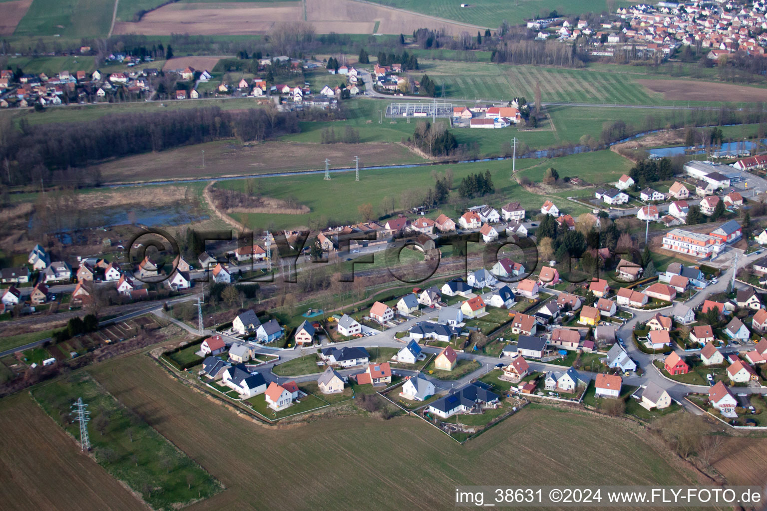 Drone image of Val de Moder in the state Bas-Rhin, France