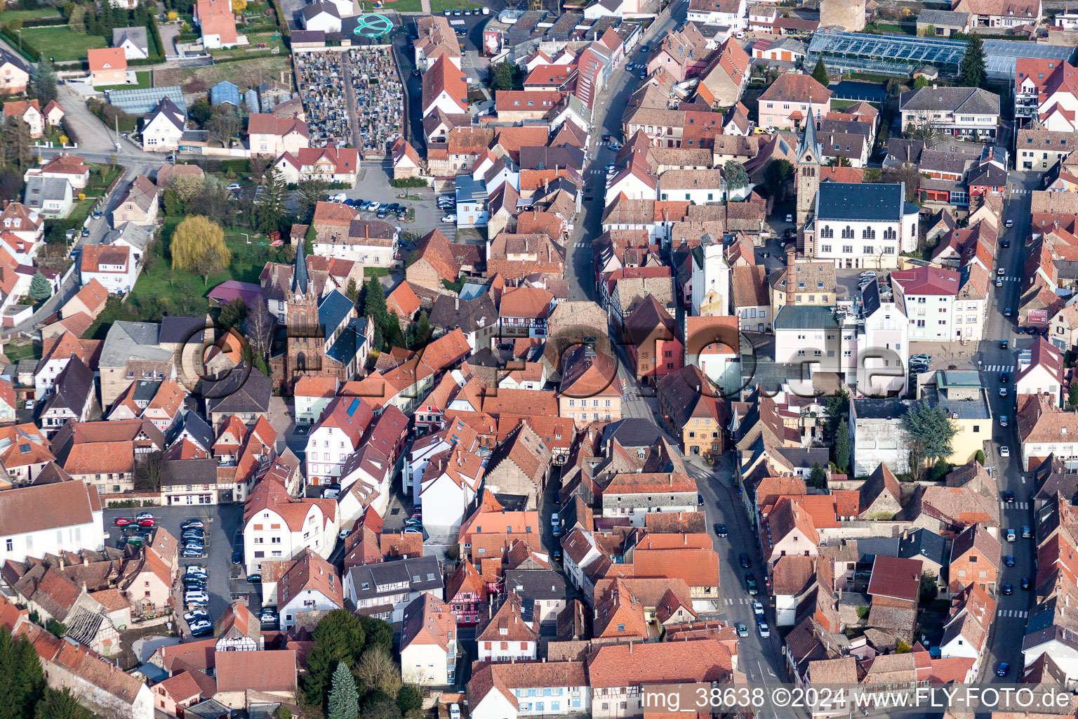 City view of the city area of in Pfaffenhoffen in Grand Est, France