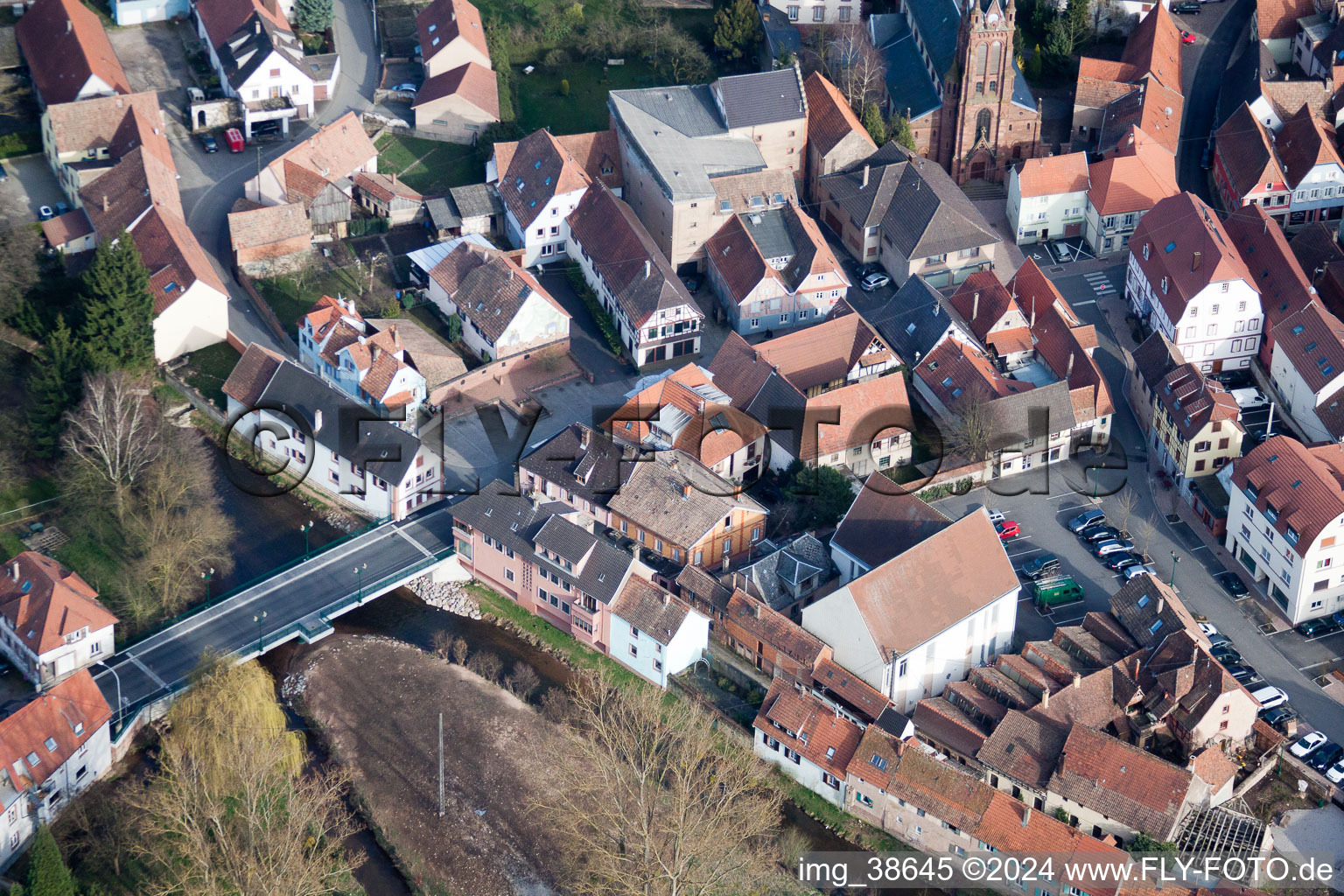 Drone image of Pfaffenhoffen in the state Bas-Rhin, France