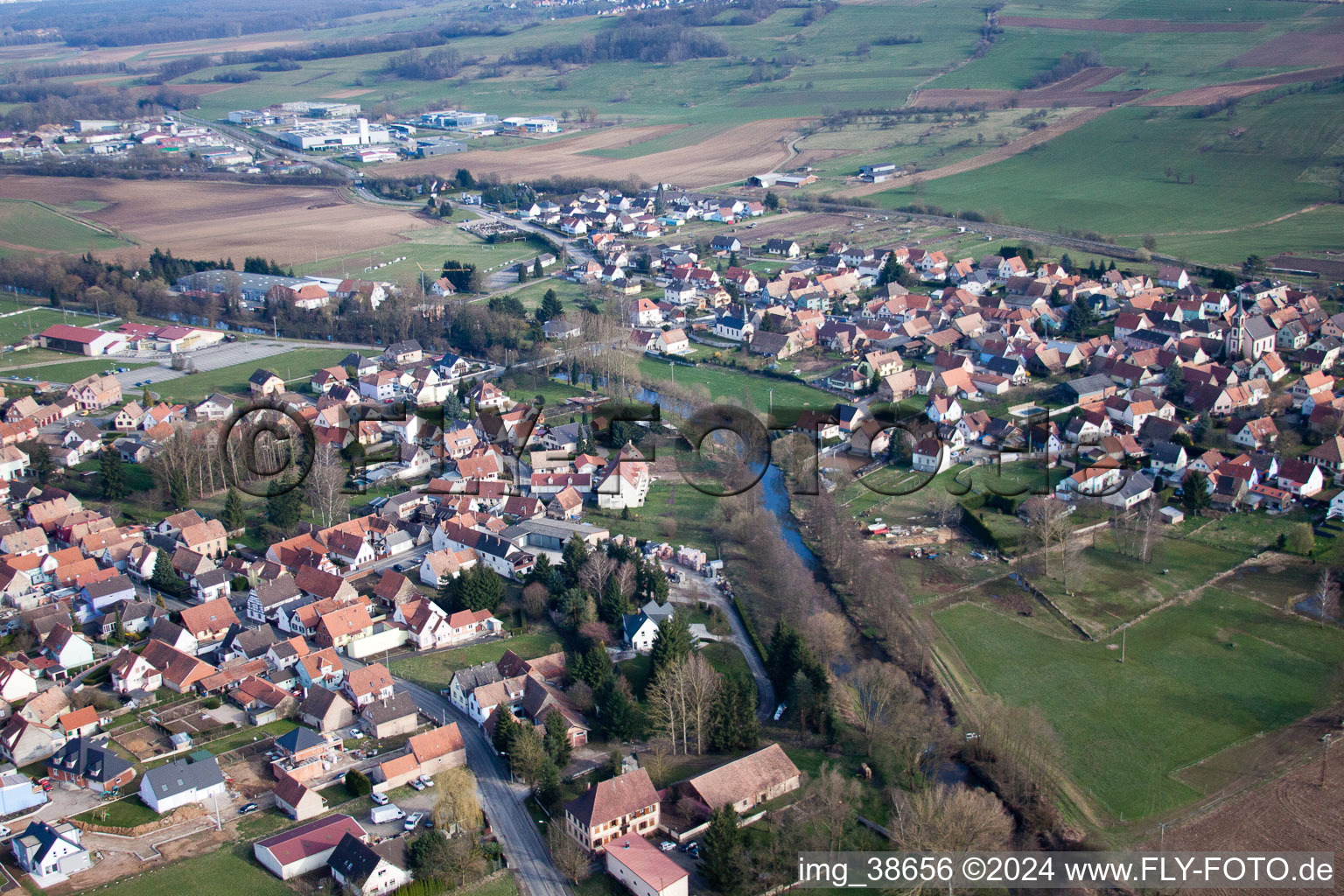 Pfaffenhoffen in the state Bas-Rhin, France out of the air