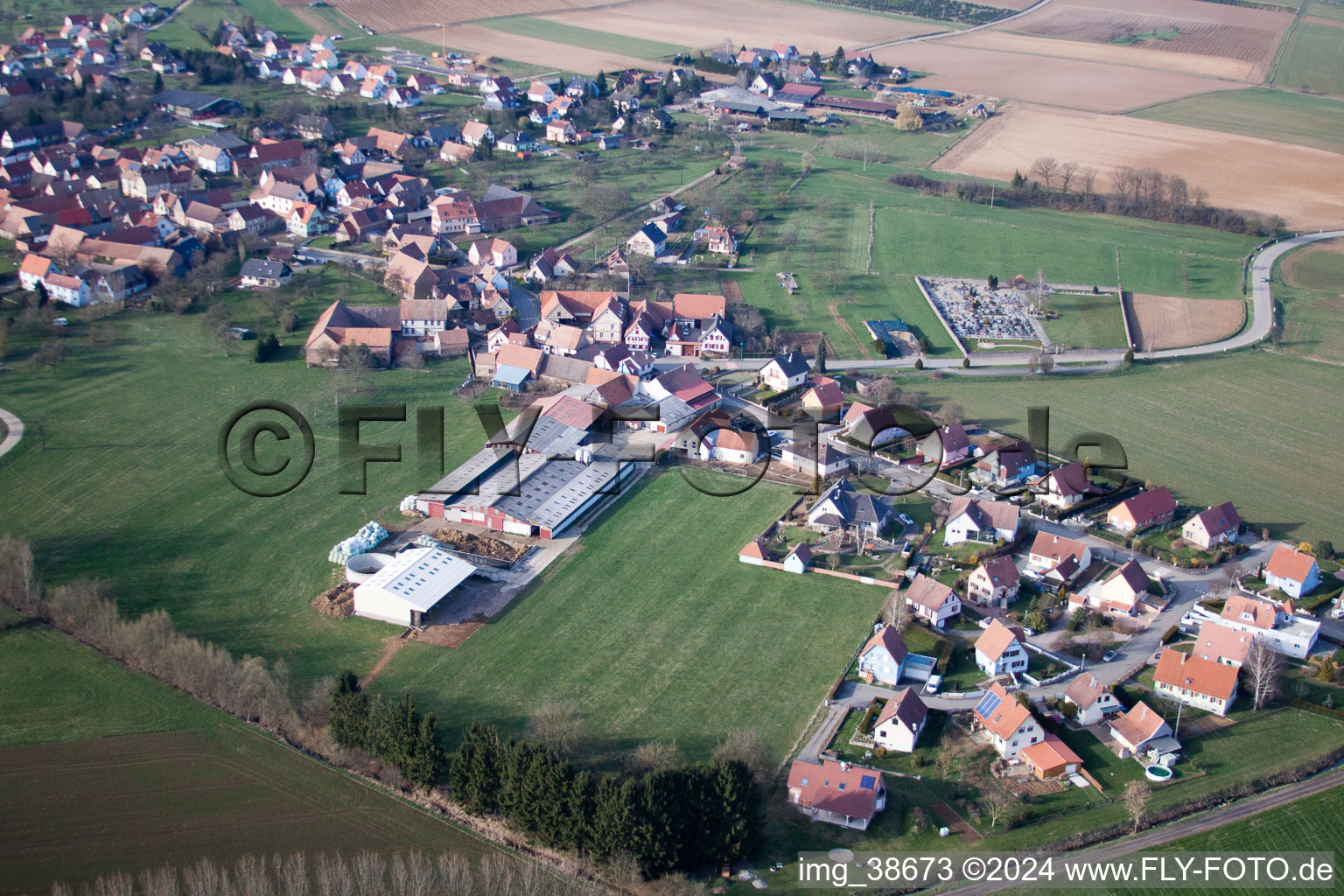 Mietesheim in the state Bas-Rhin, France seen from above