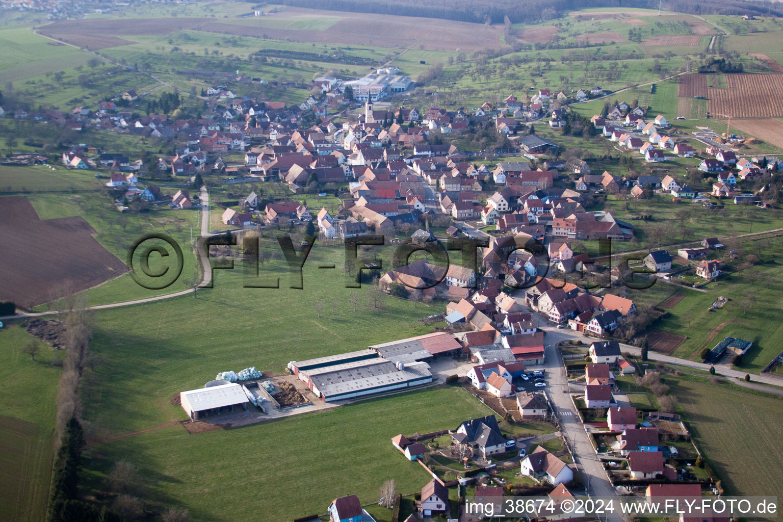 Mietesheim in the state Bas-Rhin, France from the plane