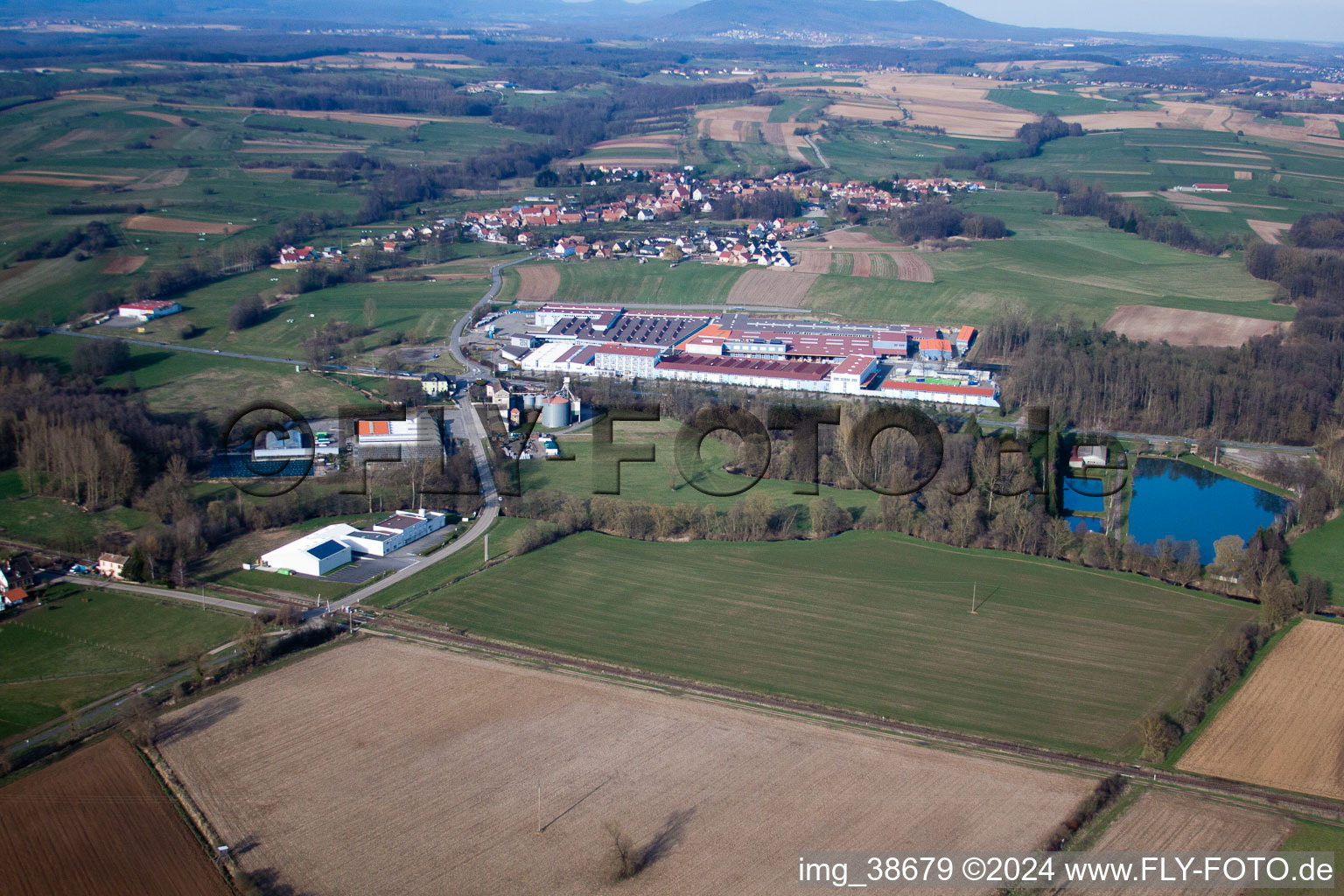 Aerial view of Gundershoffen in the state Bas-Rhin, France