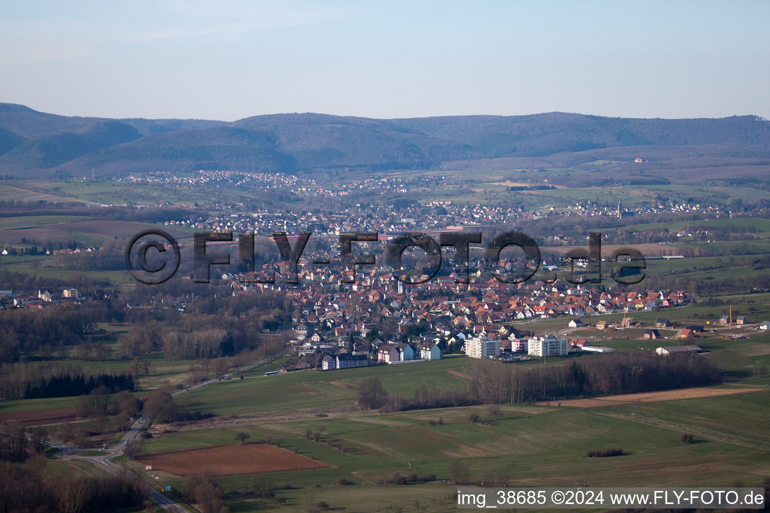 Aerial view of Griesbach in the state Bas-Rhin, France