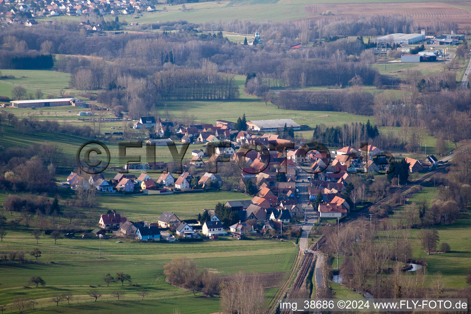 Aerial photograpy of Griesbach in the state Bas-Rhin, France