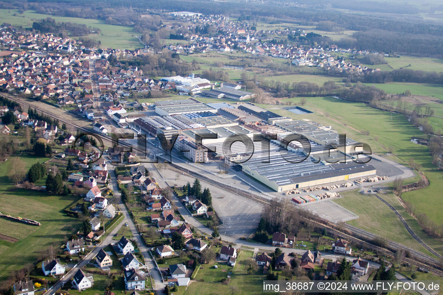 Town View of the streets and houses of the residential areas in Mertzwiller in Grand Est, France