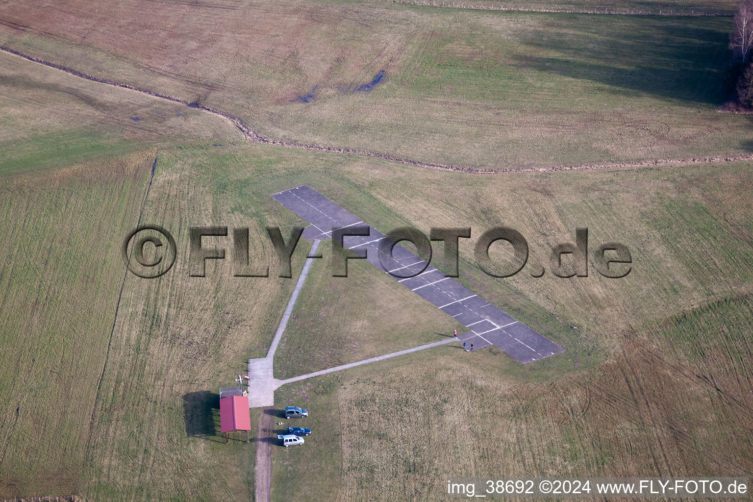 Aerial view of Model airfield in Griesbach in the state Bas-Rhin, France