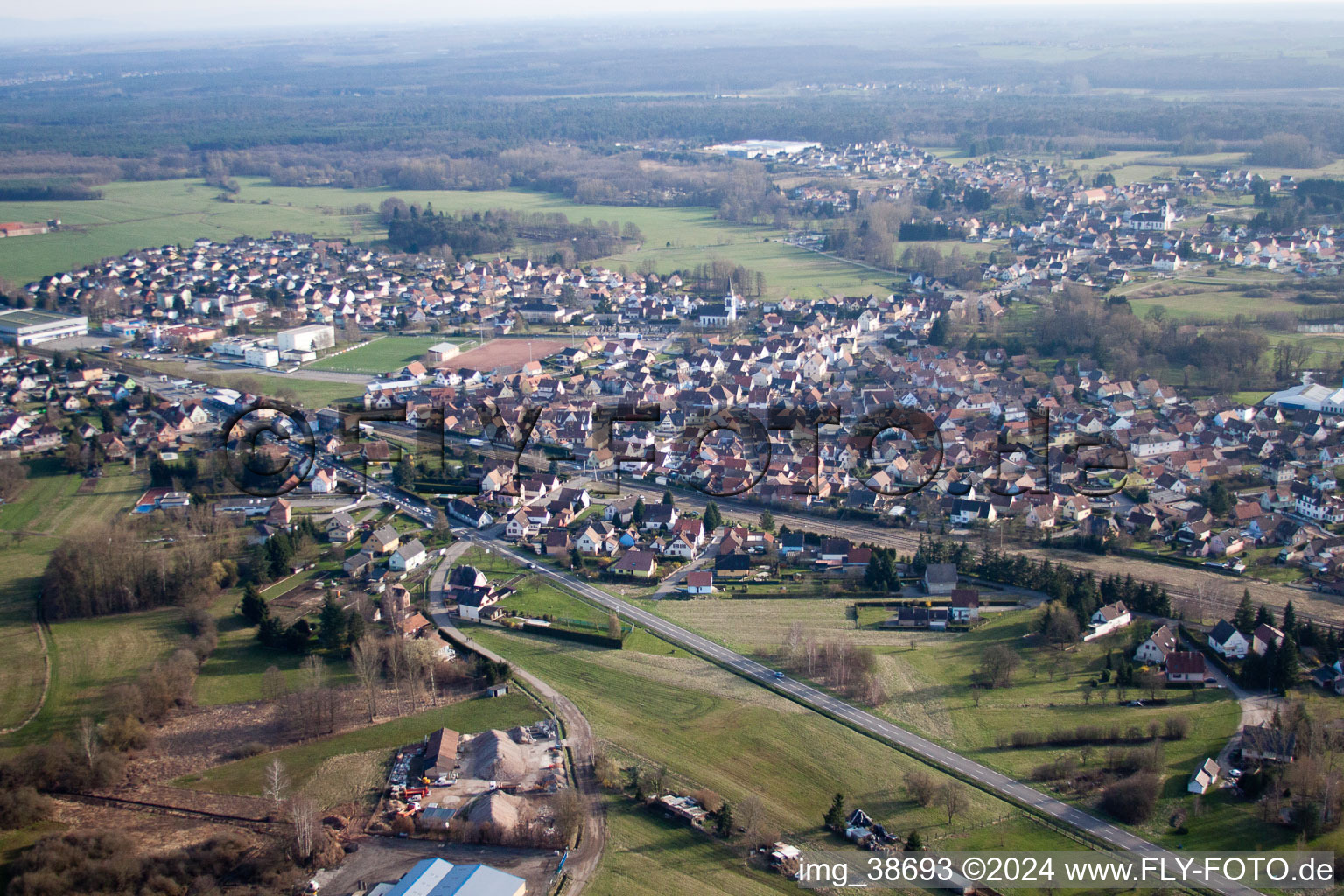 Griesbach in the state Bas-Rhin, France from above