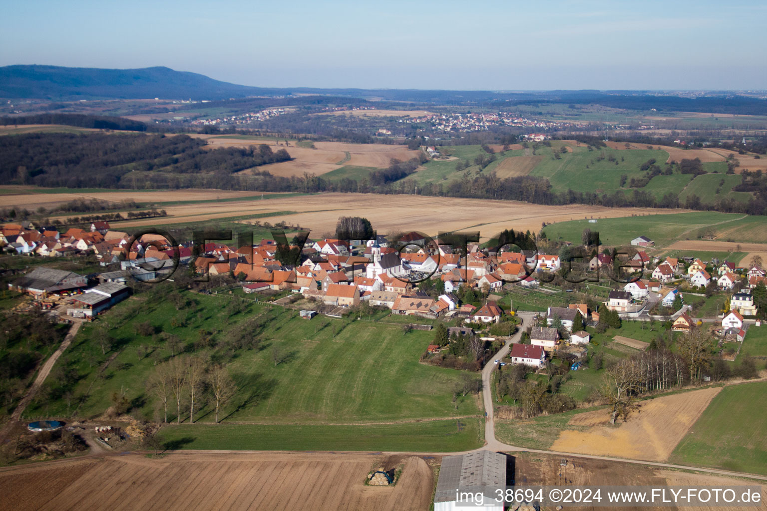 Aerial view of Forstheim in the state Bas-Rhin, France