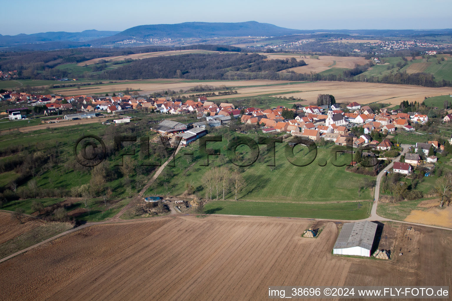 Oblique view of Forstheim in the state Bas-Rhin, France