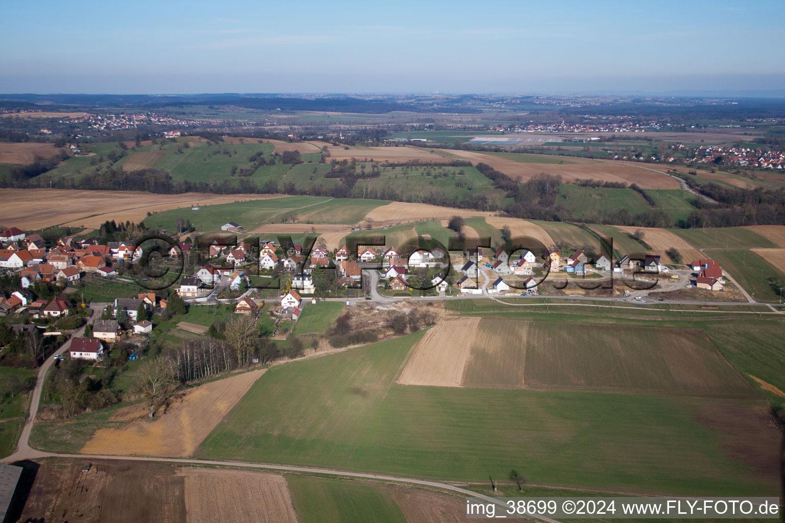 Forstheim in the state Bas-Rhin, France seen from above