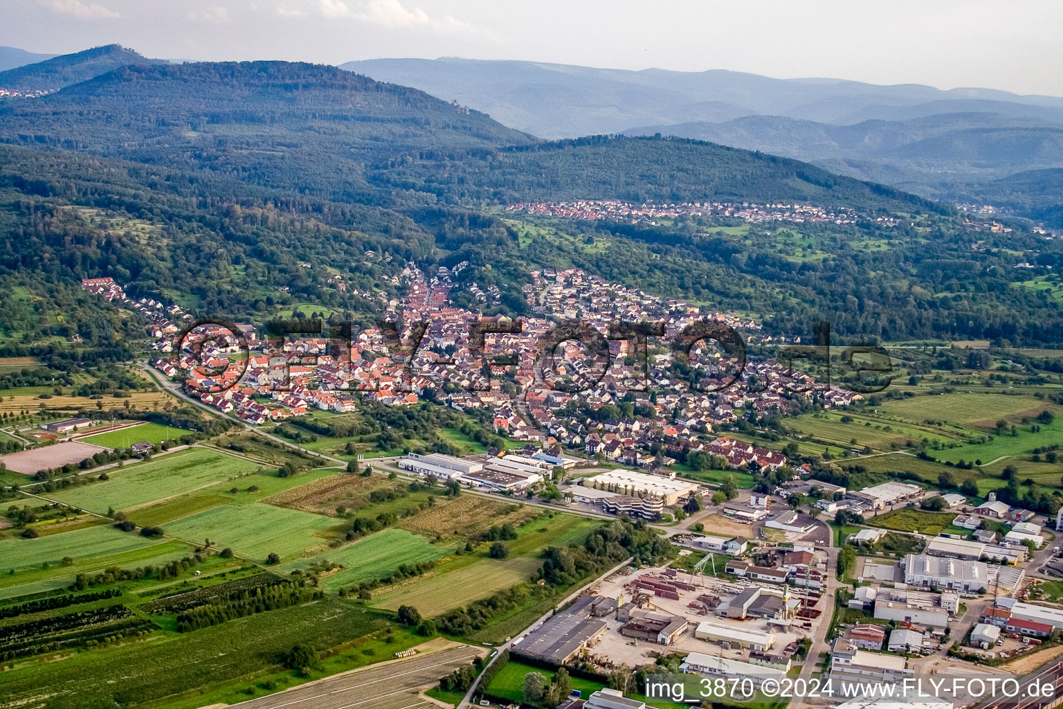 Oblique view of District Haueneberstein in Baden-Baden in the state Baden-Wuerttemberg, Germany