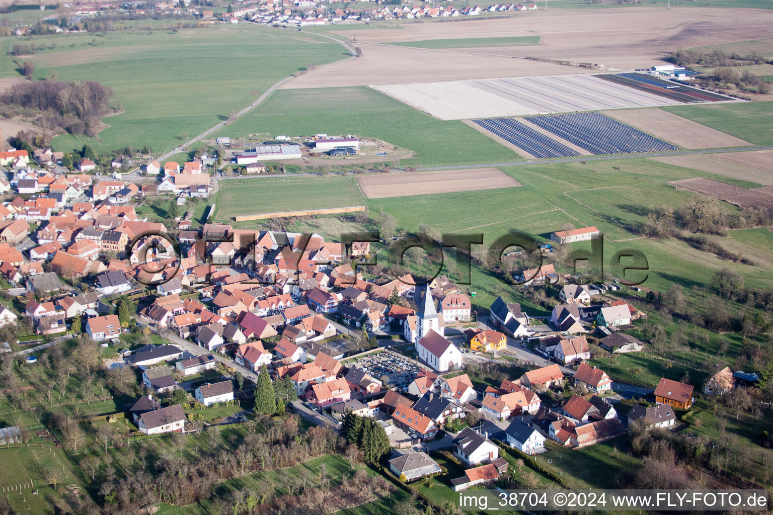 Morsbronn-les-Bains in the state Bas-Rhin, France from the plane