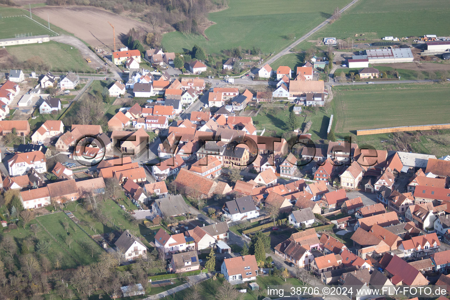 Morsbronn-les-Bains in the state Bas-Rhin, France viewn from the air