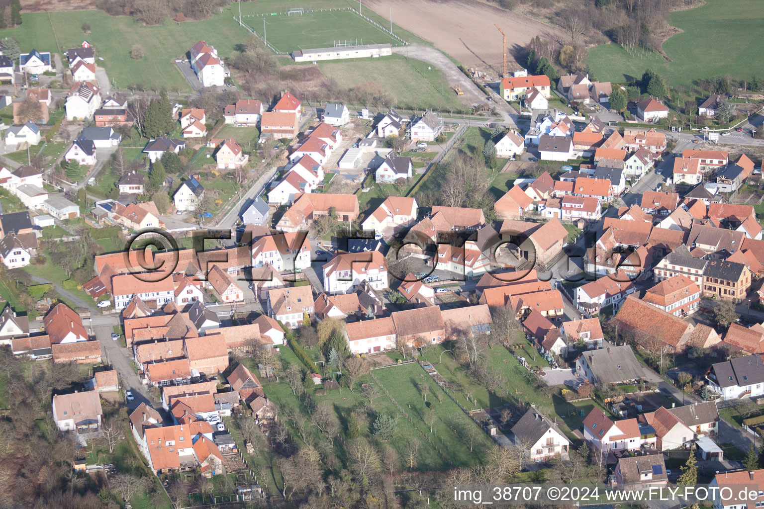 Drone recording of Morsbronn-les-Bains in the state Bas-Rhin, France