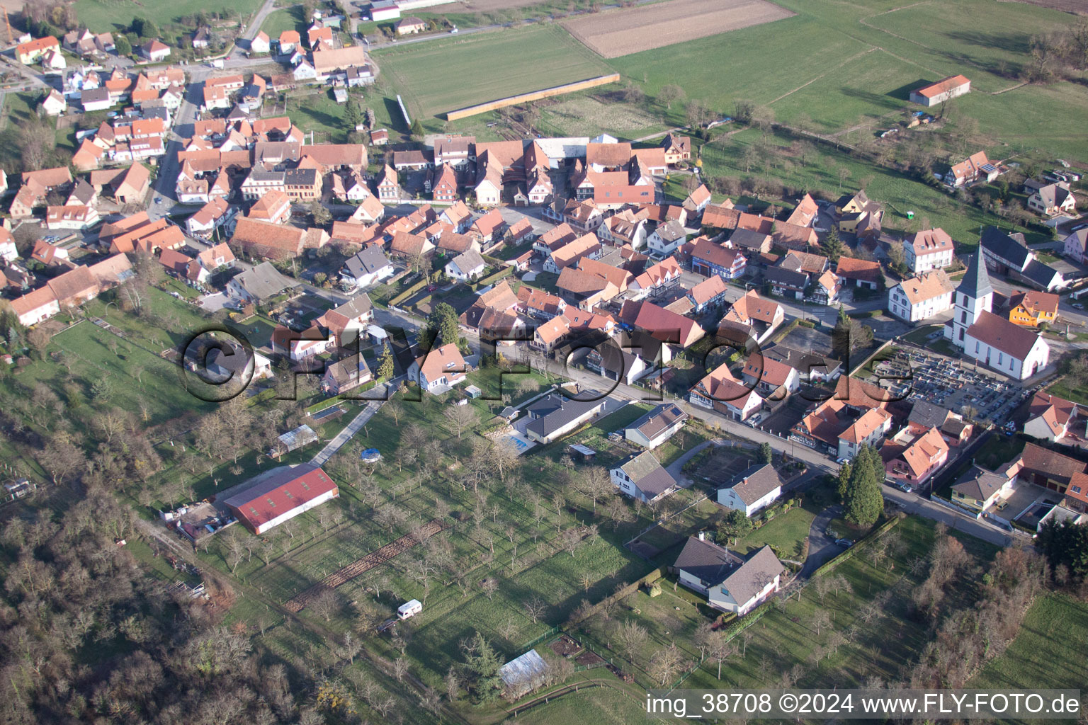 Drone image of Morsbronn-les-Bains in the state Bas-Rhin, France