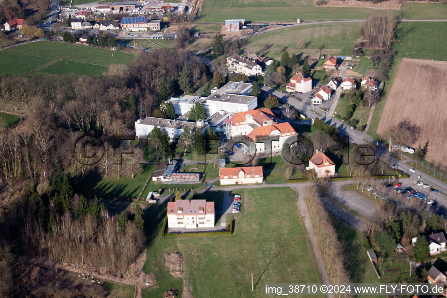 Morsbronn-les-Bains in the state Bas-Rhin, France from a drone