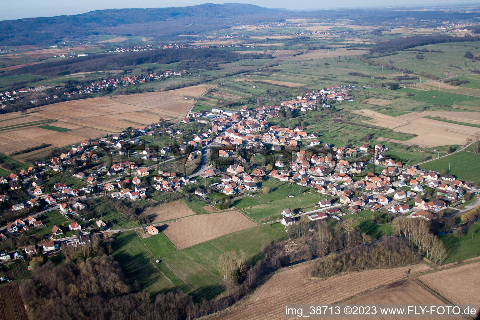 Aerial photograpy of Morsbronn-les-Bains in the state Bas-Rhin, France
