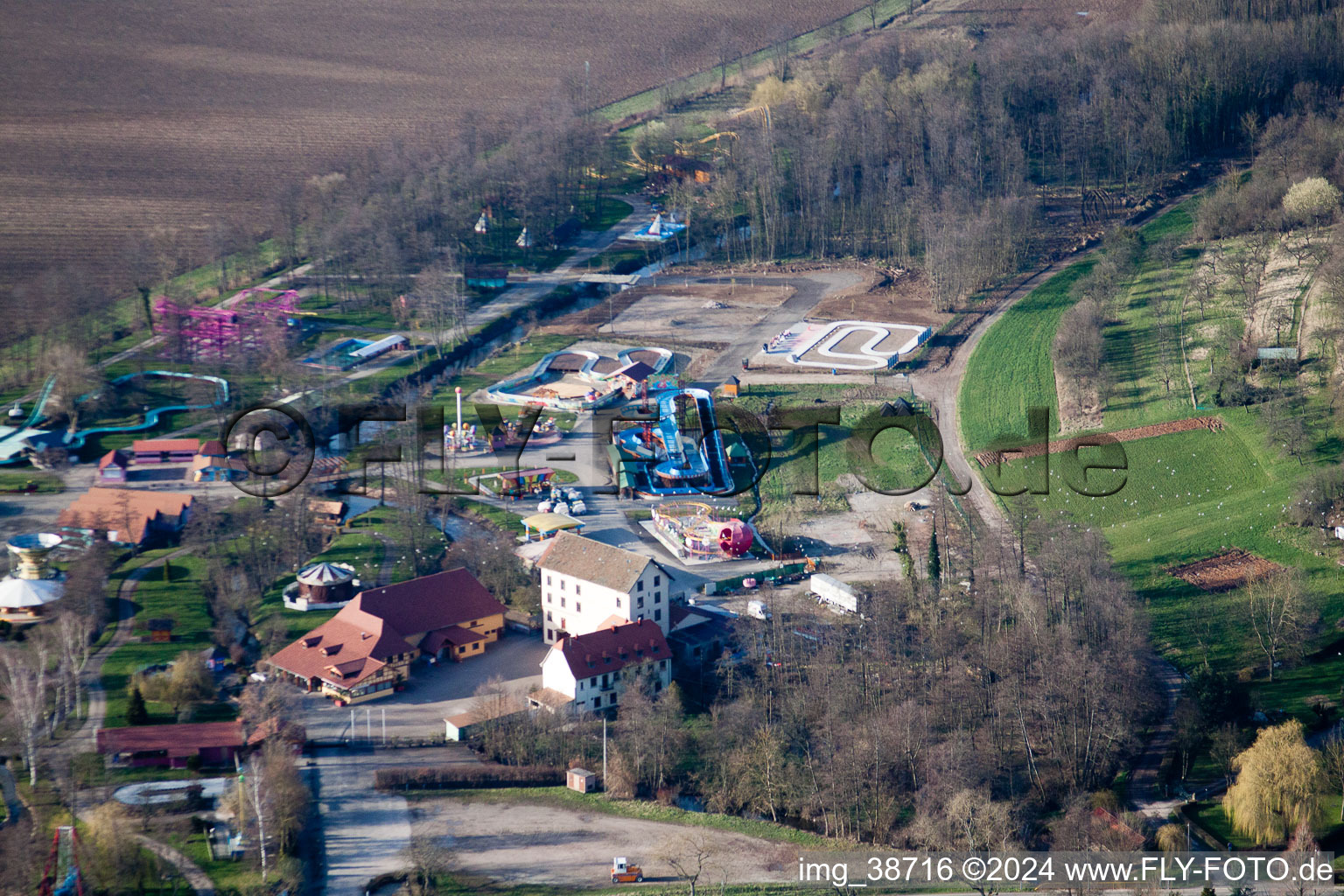 Morsbronn-les-Bains in the state Bas-Rhin, France from above