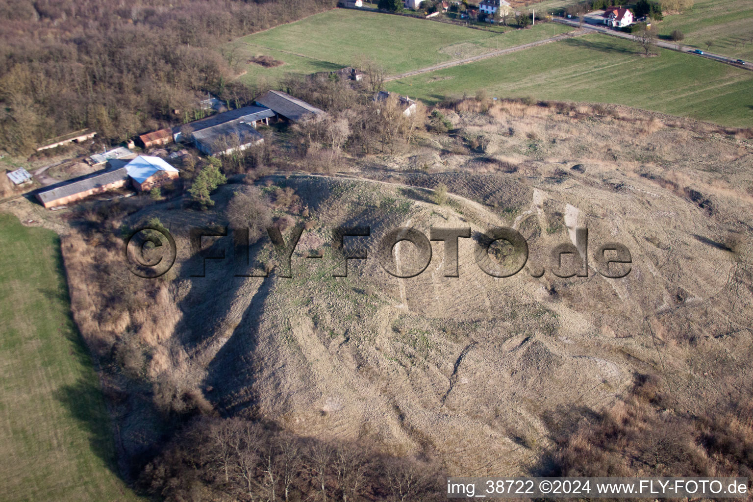 Bird's eye view of Gunstett in the state Bas-Rhin, France