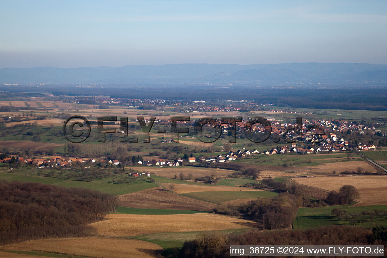 Dieffenbach-lès-Wœrth in the state Bas-Rhin, France from the plane